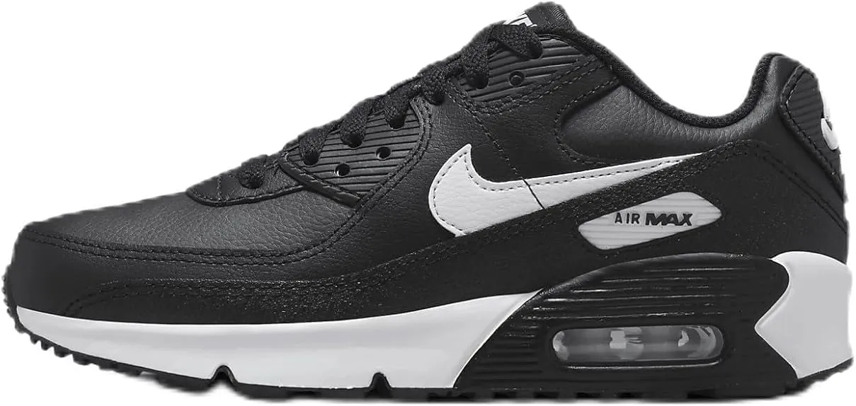 Nike Air Max 90 Big Kids' Shoes (HF6358-002, Black/Black/White) Size 7