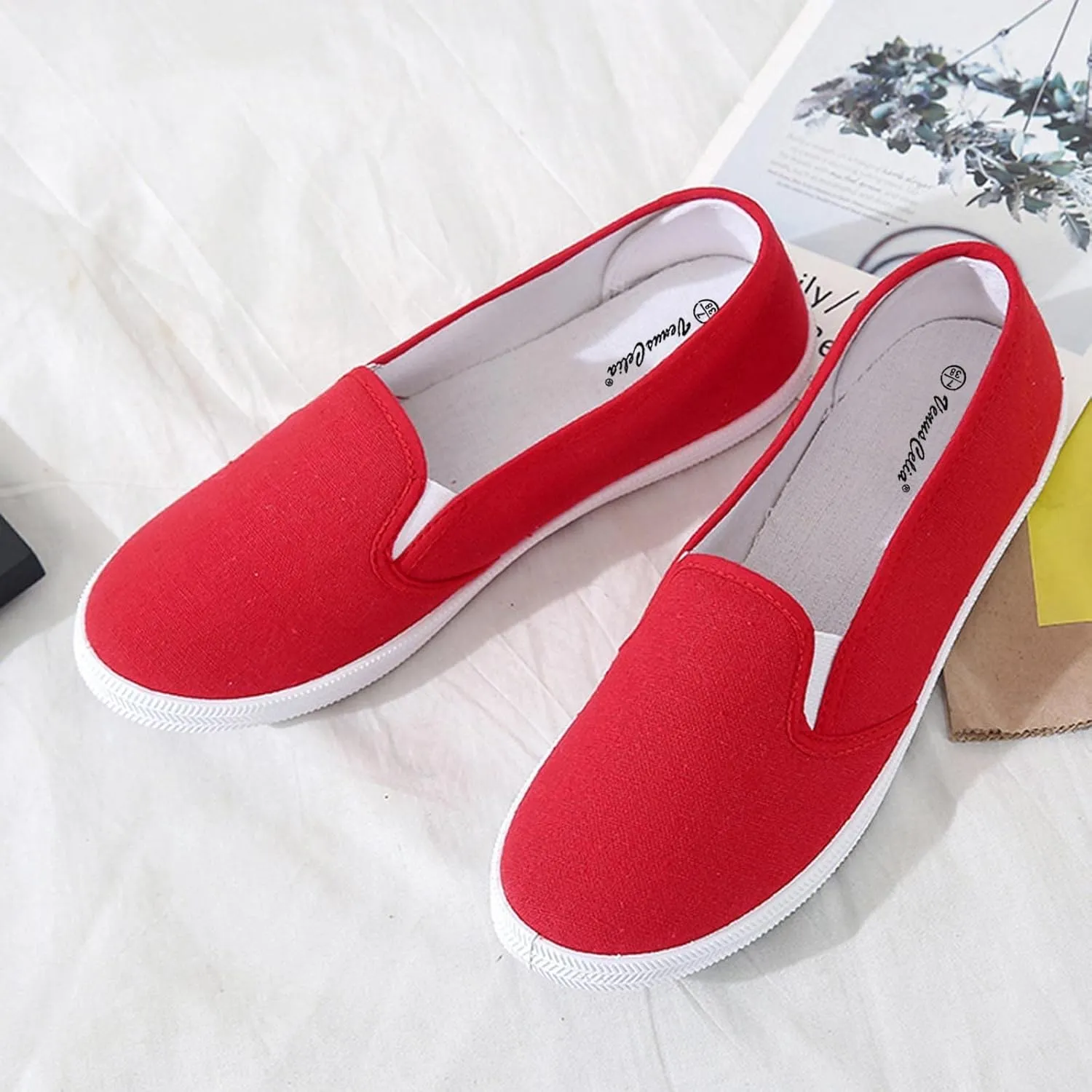 Non Slip Work Shoes Women Cute Women Loafers Round Toe Slip On CasualComfortable and Soft Lightweight Christmas Dress Shoes for Women Boat Shoes Men