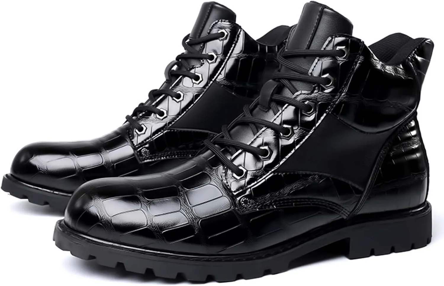 oiangi Vintage Imitation Leather Men's Boots Leather Shoes 2022 Fashion Men's Middle Top Boots Men