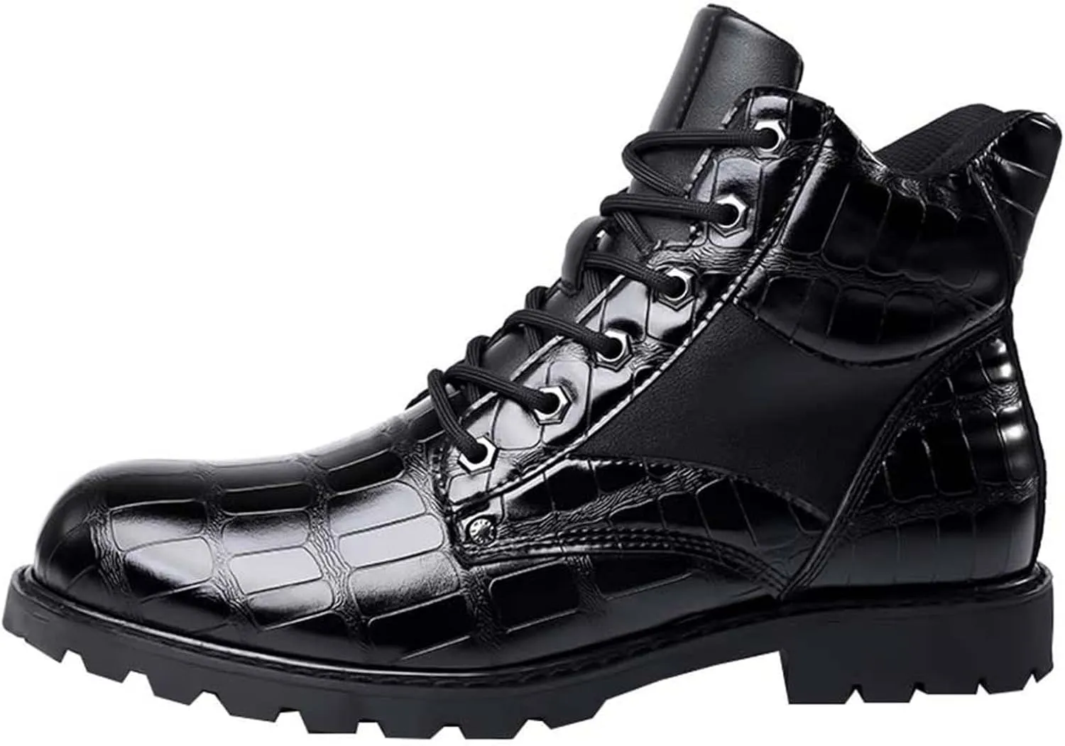 oiangi Vintage Imitation Leather Men's Boots Leather Shoes 2022 Fashion Men's Middle Top Boots Men