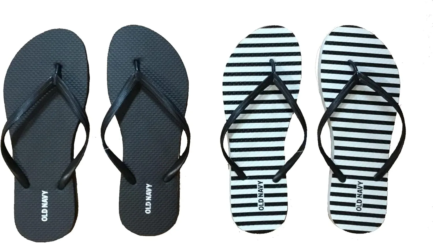 Old Navy Women Beach Summer Casual Flip Flop Sandals (9 Black Stripe & Black Flip Flops) with Dust Cover
