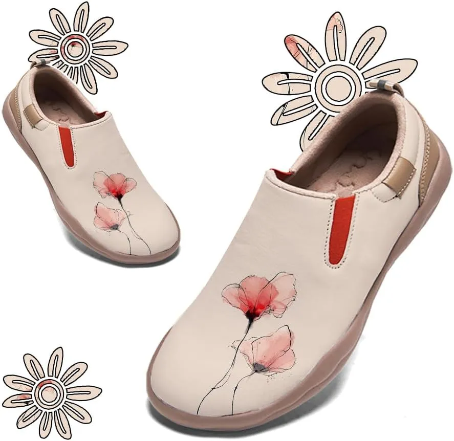 Onehorse Women's Slip-Ons Loafers Painted Travel Shoes Microfiber Leather Chinese Style Fashion Sneakers