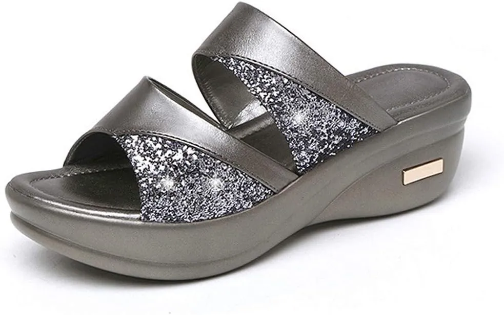 Orthopedic Sandals for Women Arch Support Flip Flops Comfortable Walking Sandals for Women Summer Dressy Platform Wedges Sandals Ladies Slip On Lightweight Slippers Casual Slides Beach Shoes ﻿