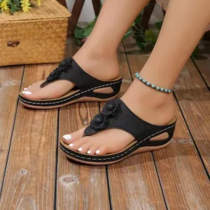 Orthopedic Sandals for Women Wide Width Comfort Orthotic Flip Flops with Arch Support Wedge Sandals Womens Walking Thong Sandals Fashion Slip on Beach Sandals Platform Sandals Dressy Summer