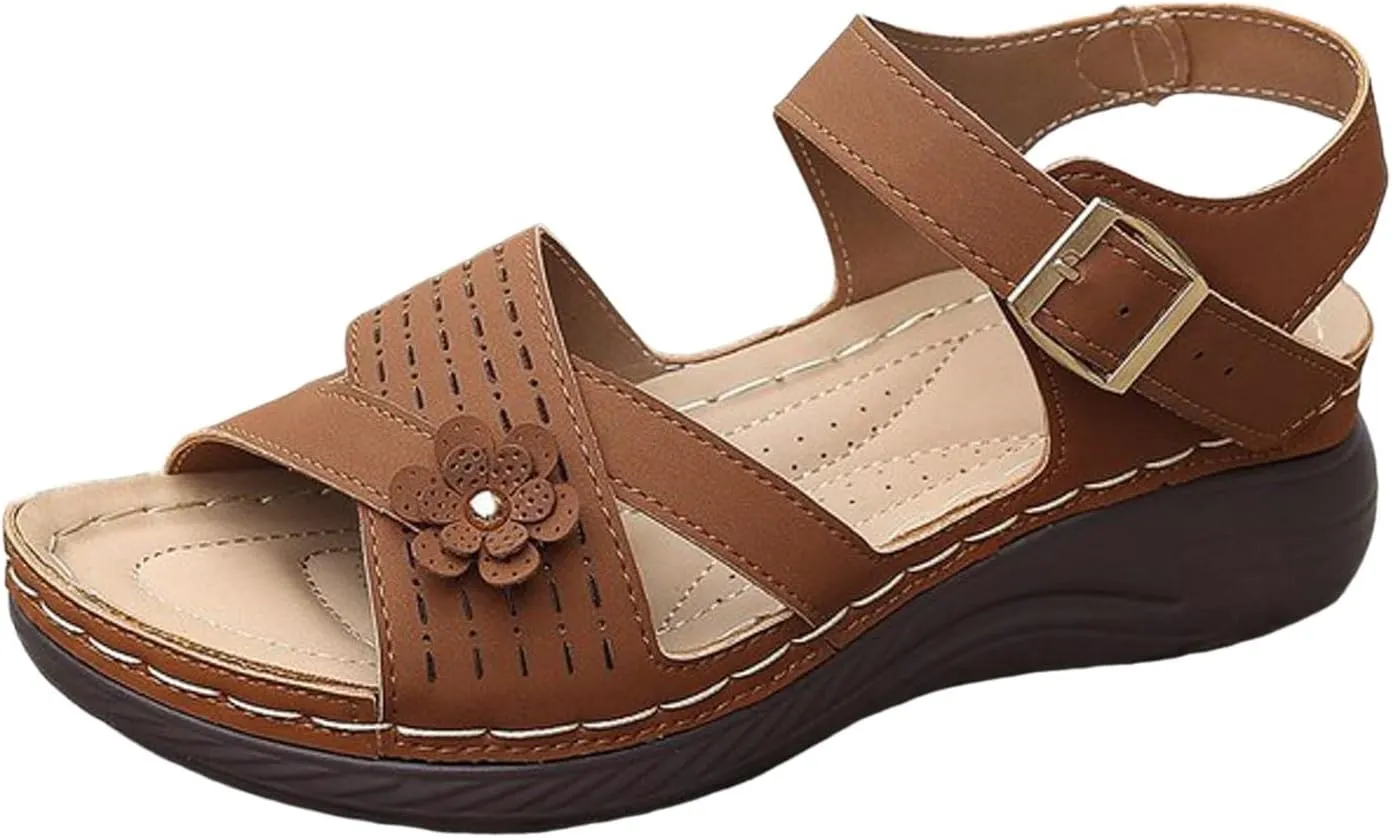 Orthopedic Wedge Sandals for Women Summer Dressy 2025 Shoes Comfortable Dressy Womens Sandal Summer Walking Wedges Casual Platform with Adjustable Hook Loop