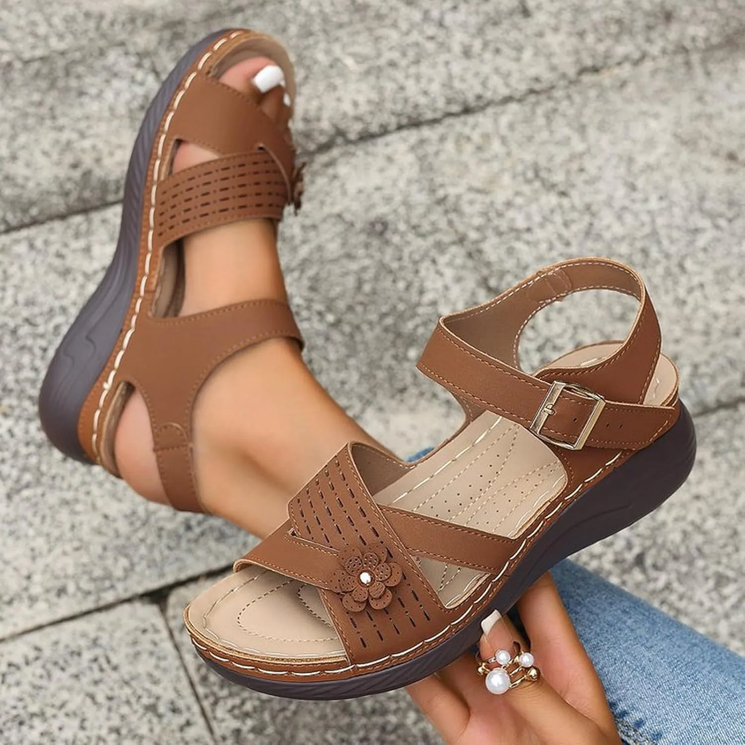 Orthopedic Wedge Sandals for Women Summer Dressy 2025 Shoes Comfortable Dressy Womens Sandal Summer Walking Wedges Casual Platform with Adjustable Hook Loop