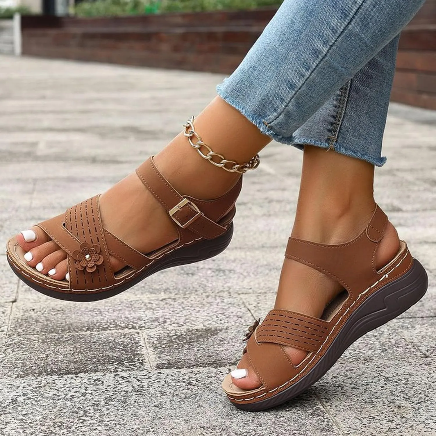 Orthopedic Wedge Sandals for Women Summer Dressy 2025 Shoes Comfortable Dressy Womens Sandal Summer Walking Wedges Casual Platform with Adjustable Hook Loop