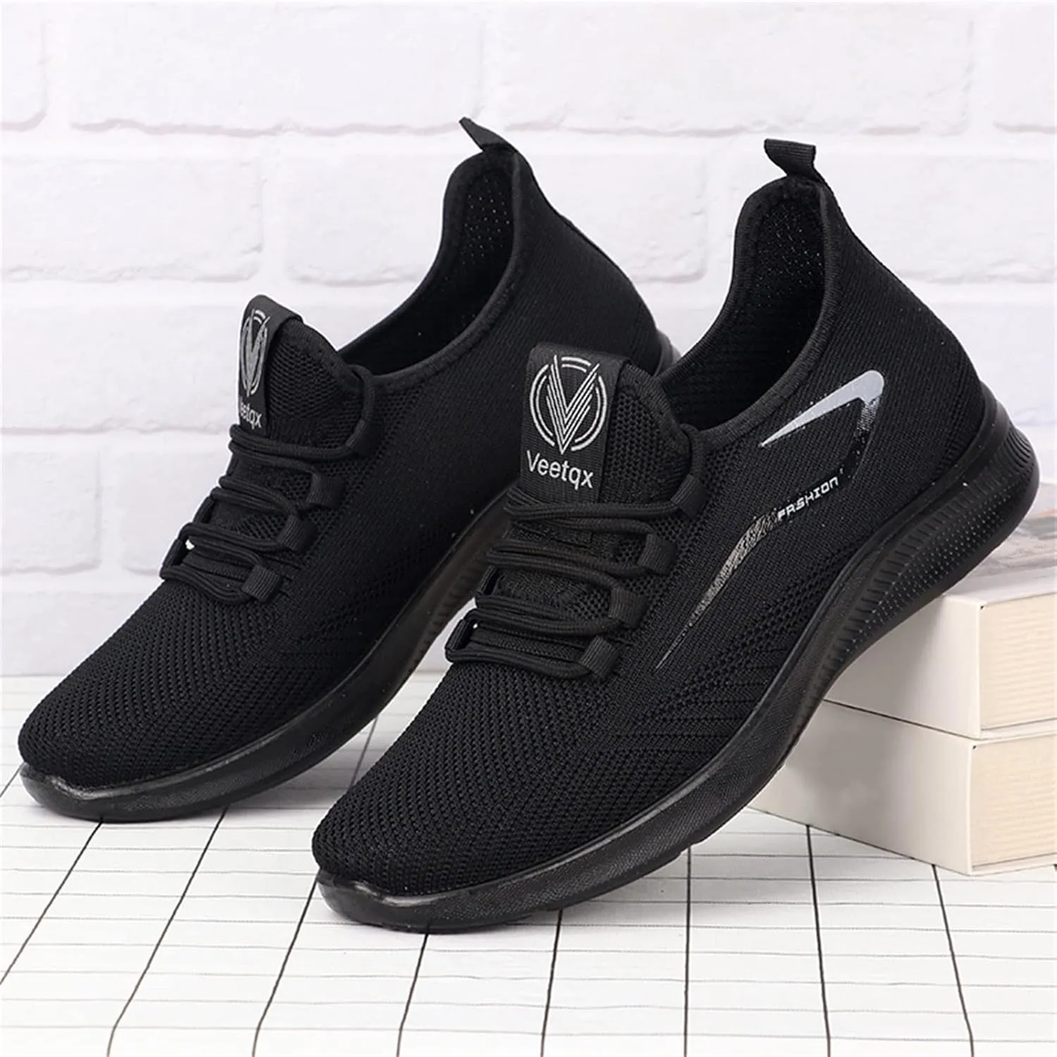 Orthotic Sneakers for Men Woven Breathable Fashion Lace Up Walking Running Shoes Comfortable Tennis Shoes Non Slip Lightweight Casual Mens Sneakers