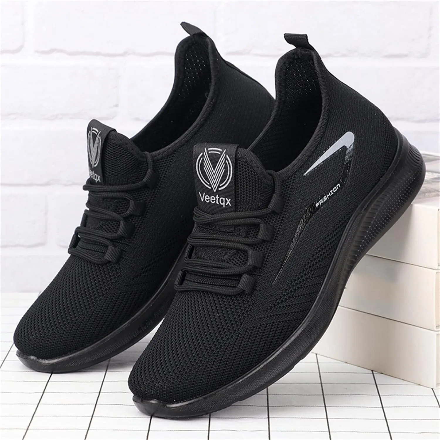 Orthotic Sneakers for Men Woven Breathable Fashion Lace Up Walking Running Shoes Comfortable Tennis Shoes Non Slip Lightweight Casual Mens Sneakers