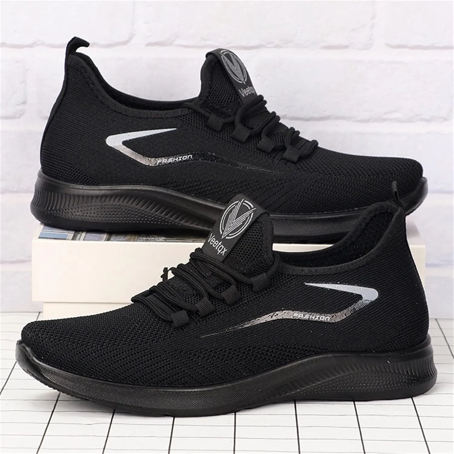 Orthotic Sneakers for Men Woven Breathable Fashion Lace Up Walking Running Shoes Comfortable Tennis Shoes Non Slip Lightweight Casual Mens Sneakers