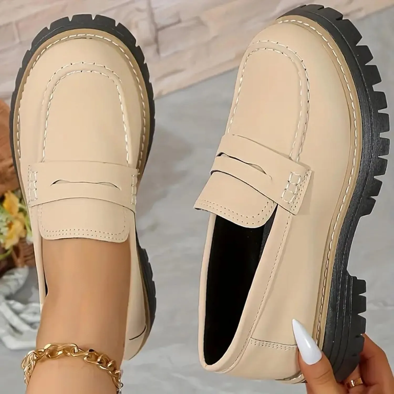 Orthoture-Orthopedic Platform Loafers Casual Comfortable Soft Womens Shoes Womens Round Toe Flat Walking Shoes
