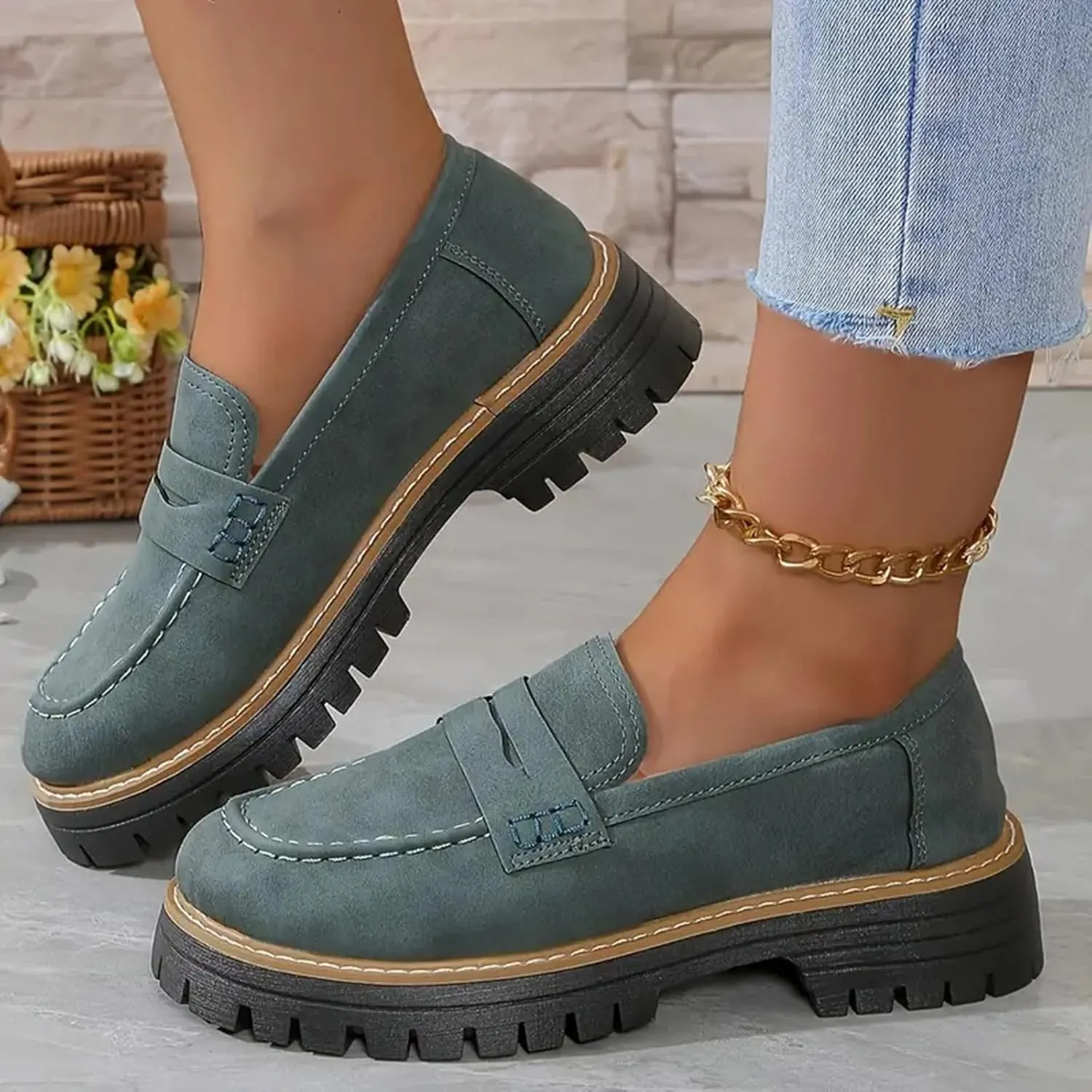 Orthoture-Orthopedic Platform Loafers Casual Comfortable Soft Womens Shoes Womens Round Toe Flat Walking Shoes