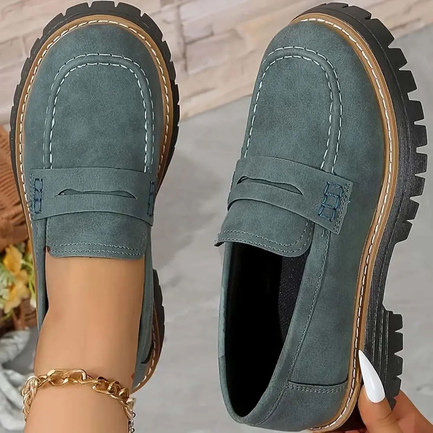 Orthoture-Orthopedic Platform Loafers Casual Comfortable Soft Womens Shoes Womens Round Toe Flat Walking Shoes