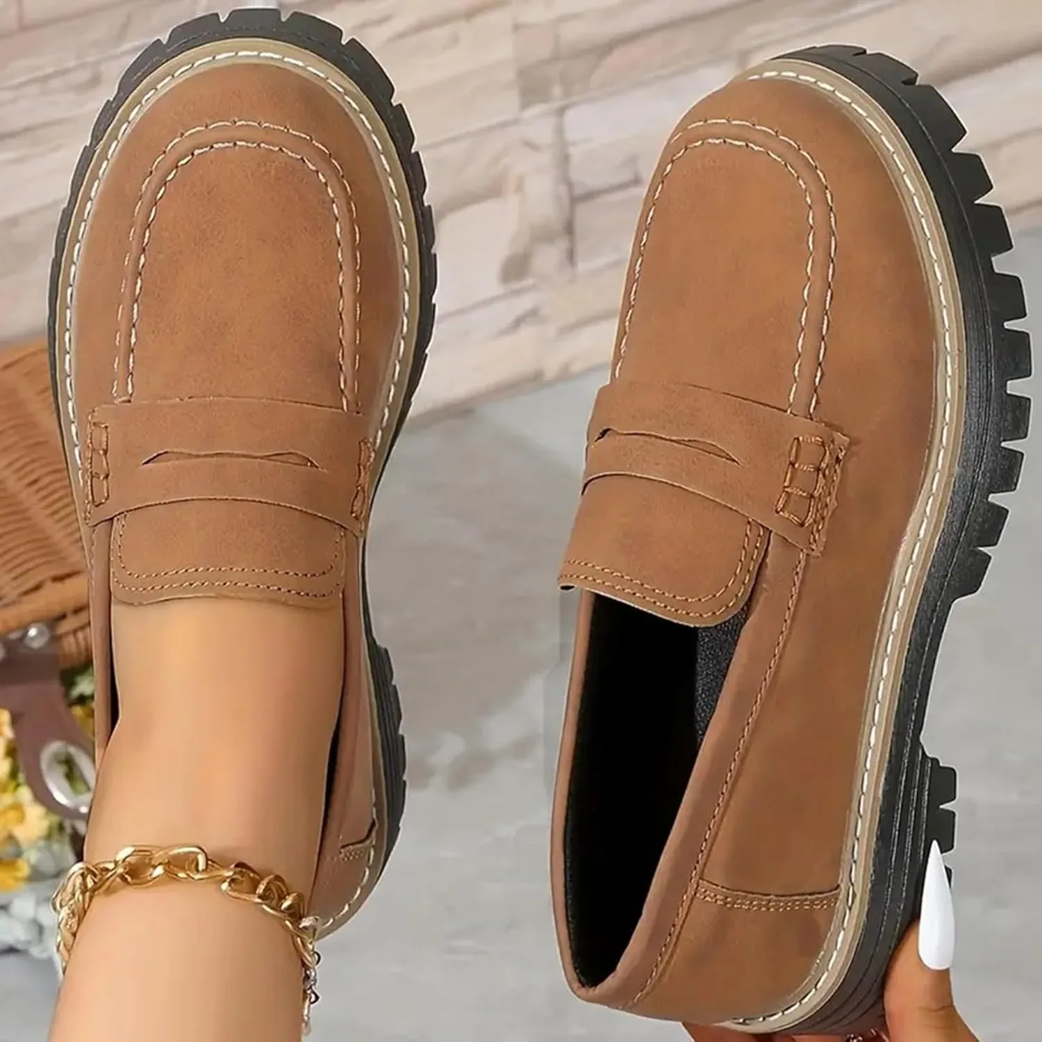 Orthoture-Orthopedic Platform Loafers for Women Casual Comfort Soft Orthoture Shoes Round Toe Flats Walking Shoes