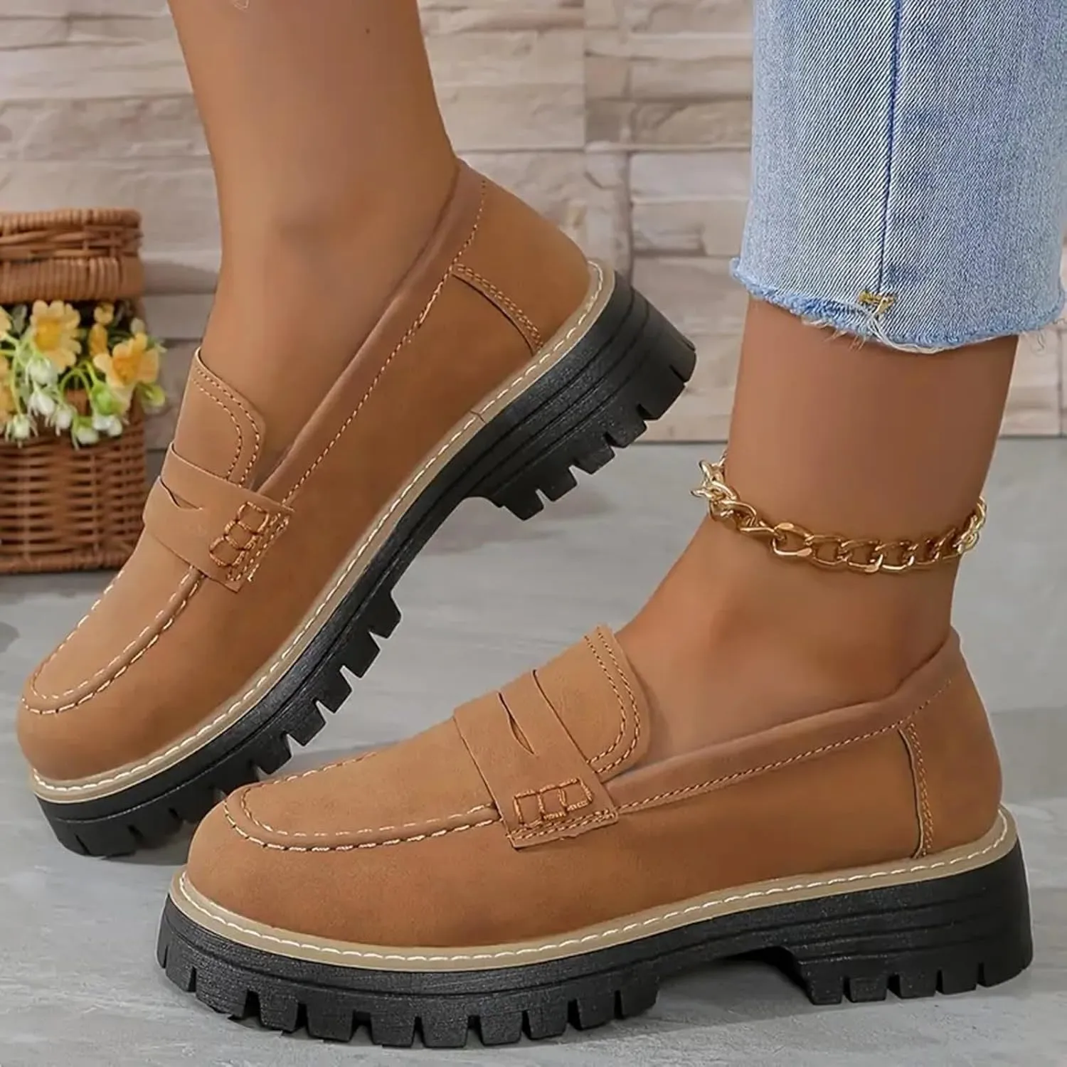 Orthoture-Orthopedic Platform Loafers for Women Casual Comfort Soft Orthoture Shoes Round Toe Flats Walking Shoes