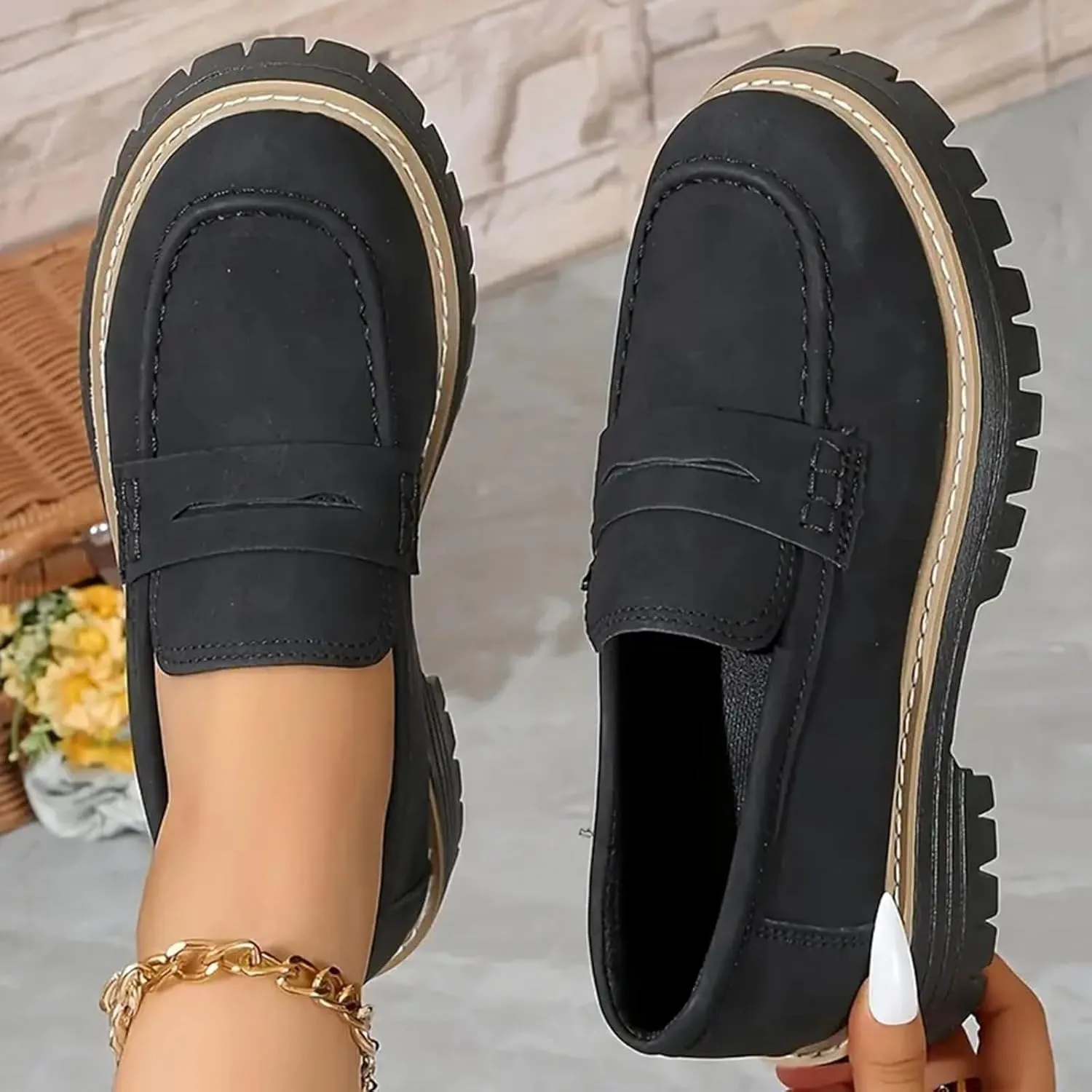 Orthoture-Orthopedic Platform Loafers for Women Casual Comfort Soft Orthoture Shoes Round Toe Flats Walking Shoes