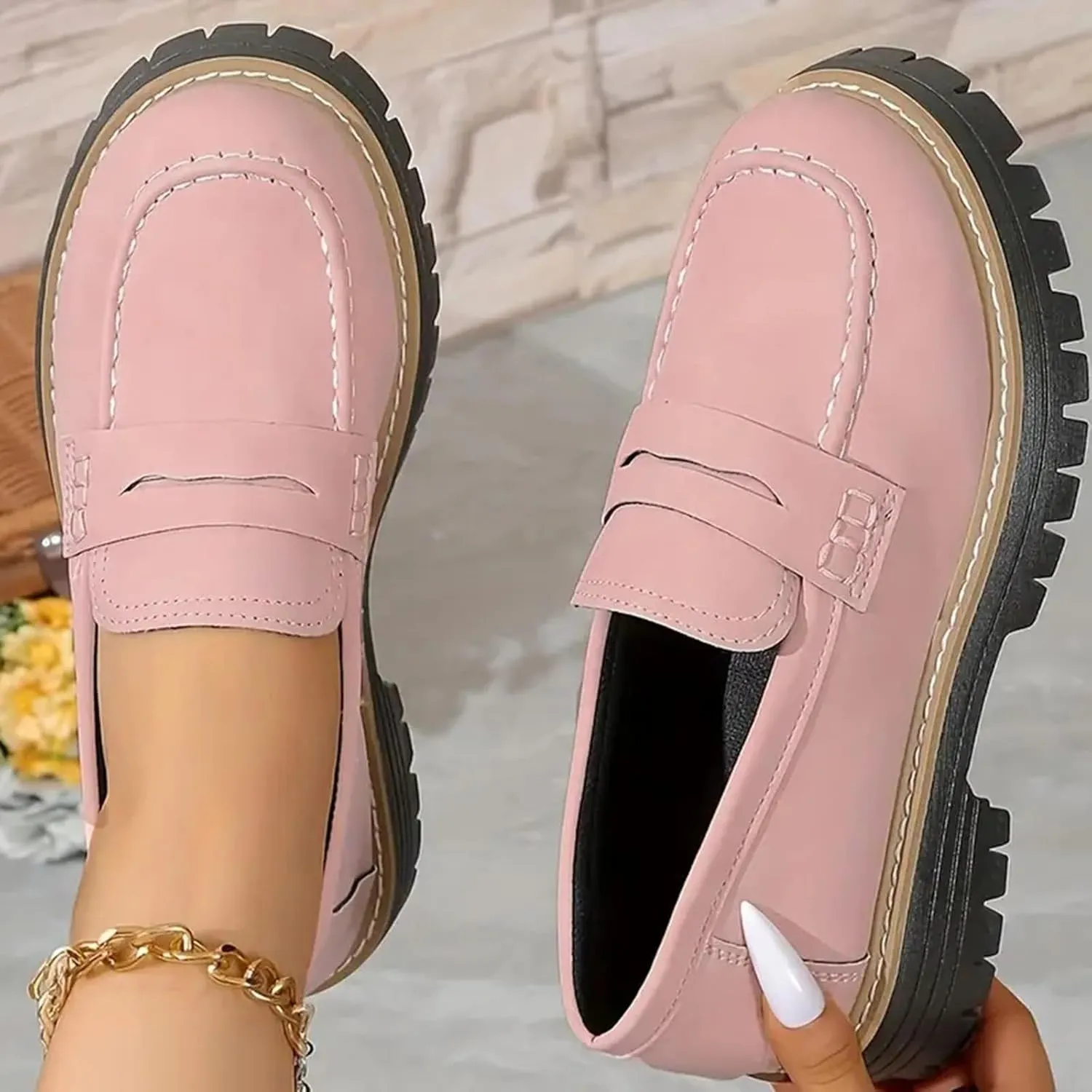 Orthoture-Orthopedic Platform Loafers for Women Casual Comfort Soft Orthoture Shoes Round Toe Flats Walking Shoes