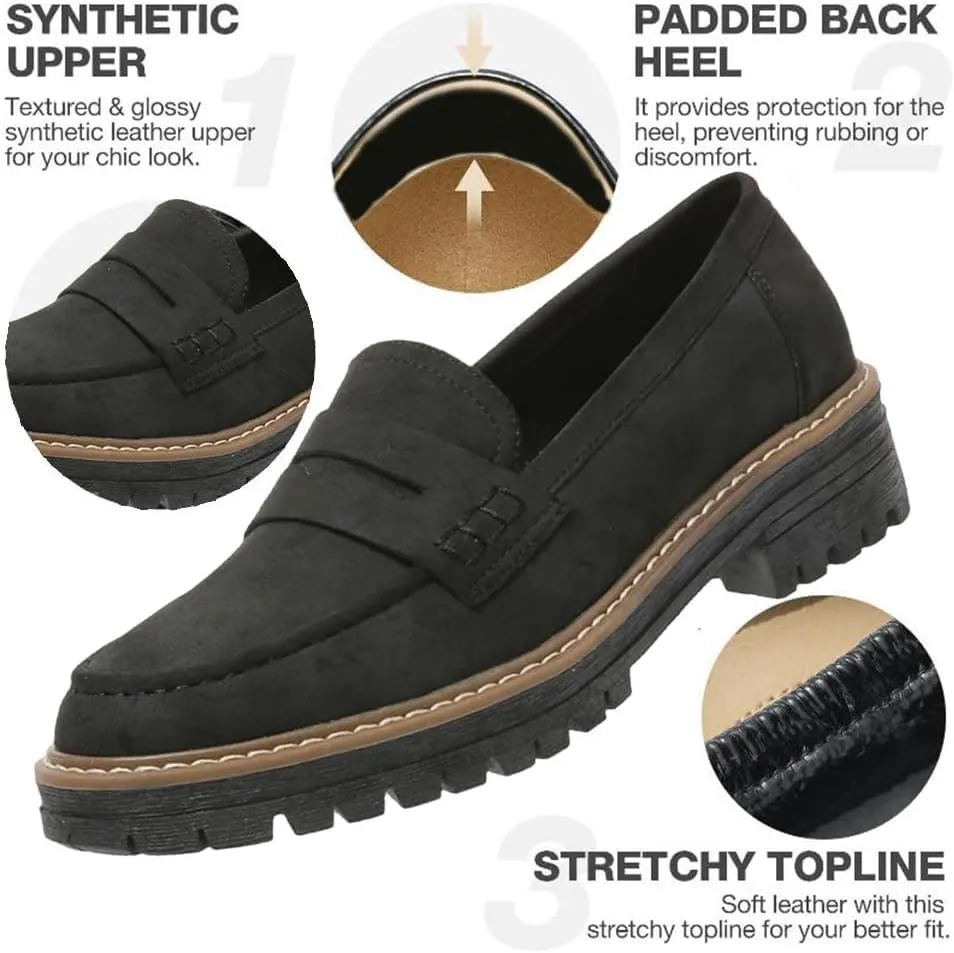 Orthoture-Orthopedic Platform Loafers, Orthoture Womens Shoes, Lug Sole Loafers for Women, Slip On Comfort Casual Fashion