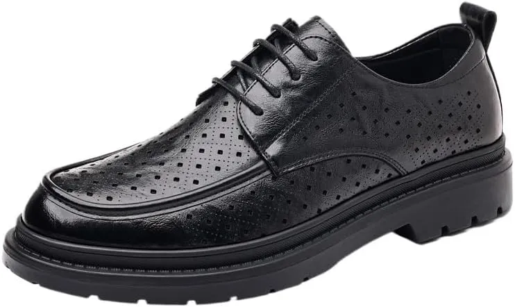Platform Oxford Work Formal Shoes, Men's Classic Business Dress Shoes, Leather Lace-Up Loafers Wedding Dress Shoes Hollow Mesh Breathable Oxford Formal Business Dress Shoes Italy Modern Suit Tuxedo Sh