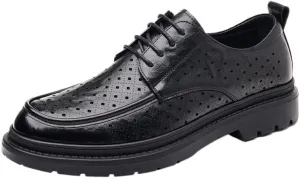 Platform Oxford Work Formal Shoes, Men's Classic Business Dress Shoes, Leather Lace-Up Loafers Wedding Dress Shoes Hollow Mesh Breathable Oxford Formal Business Dress Shoes Italy Modern Suit Tuxedo Sh