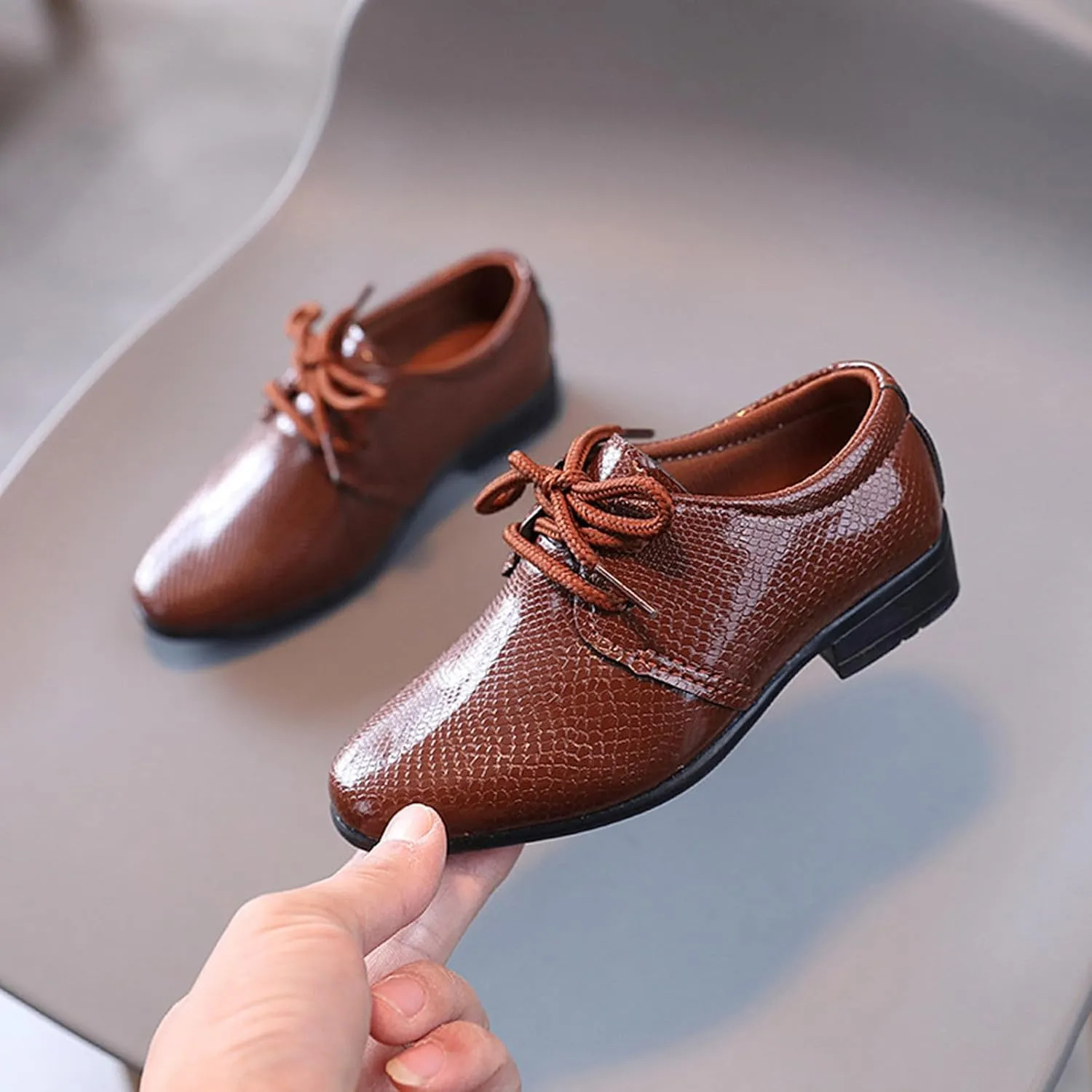 Pointed Toe Dress Shoes for Boys Toddler Kids British Style Dressy Leather Shoes Formal Casual Wedding School Loafers