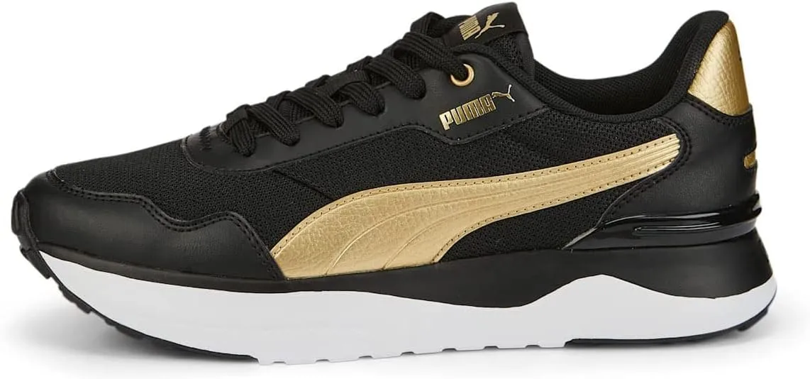 Puma - Womens R78 Voyage Distressed Shoes, Size: 9 M US, Color: Puma Black/Puma Black/Puma Team Gold