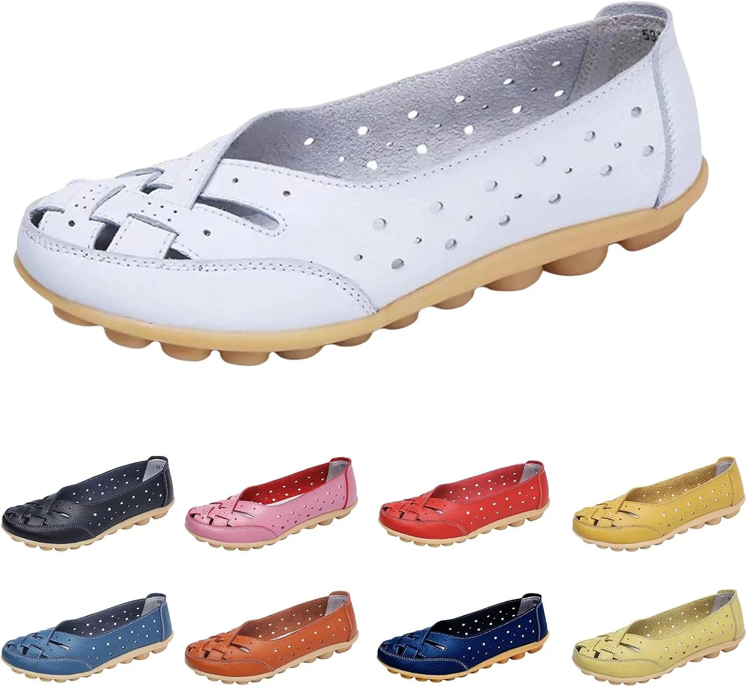 Red Orthopedic Loafers for Women, Sandals for Women 2025 Wide Width, Summer Loafers Breathable Leather Comfortable Hollow Soft Flats Sandals Casual Slip-On Shoes