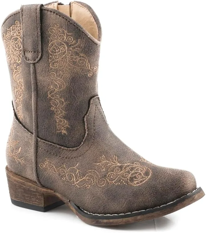 ROPER Toddler Girls Riley Scroll Snip Toe Casual Boots Ankle - Brown