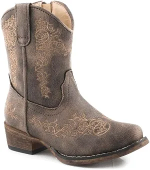 ROPER Toddler Girls Riley Scroll Snip Toe Casual Boots Ankle - Brown