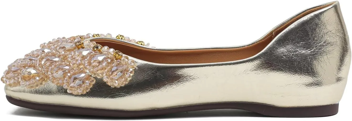 SAILING LU Womens Rhinestones Square Toe Ballet Flats Dressy Comfortable Flat Shoes Wedding Elegant Slip-Ons for Women