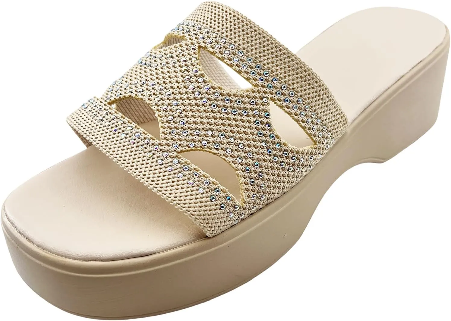 Sandals for Women 2025 Dressy Open Toe Platform Slides Sandals Cut Out Slip On Wedge Sandal Comfort Soft Sole Outdoor Beach Slipper