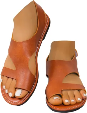 Sandals Women Dressy Summer Flat Strappy Cute Casual Beach Shoes 2025 Open Toe Solid Color Casual Summer Lightweight Walking Sandals,Fashion Comfy Breathable Adjustable Hook and Loop Straps Flat Shoes