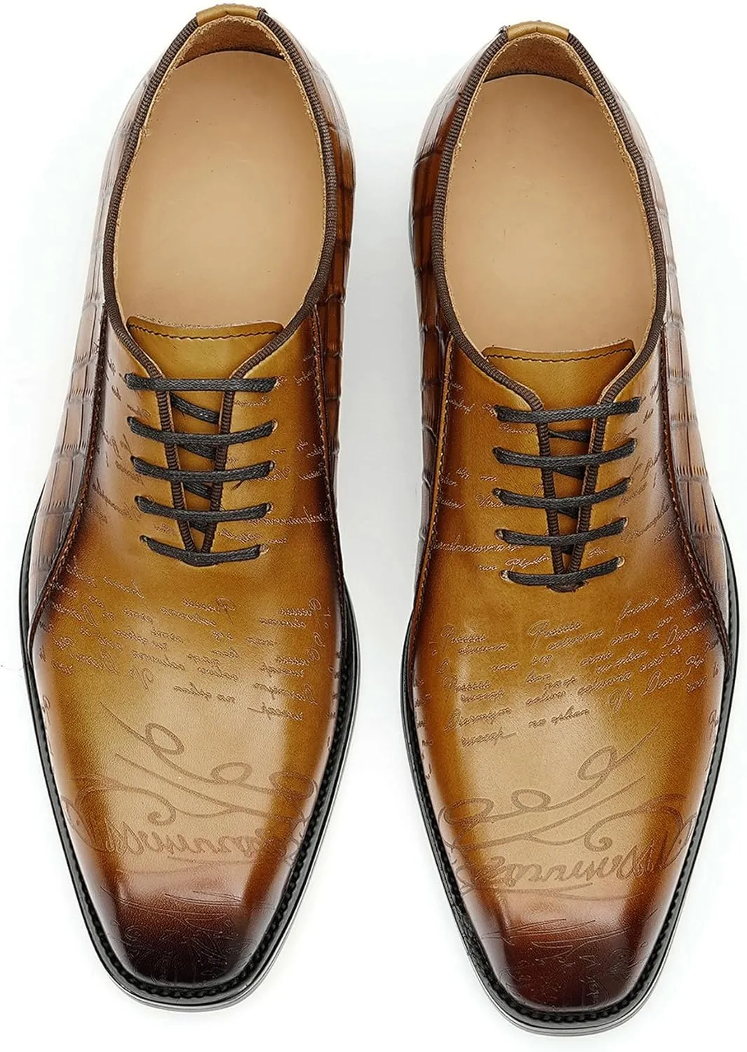 Santimon Men's Oxfords Formal Dress Leather Derby Fashion Business Prom Plaid Shoes Tuxedo Wedding Casual Derby Walking Shoes for Men