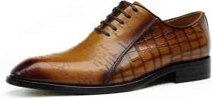Santimon Men's Oxfords Formal Dress Leather Derby Fashion Business Prom Plaid Shoes Tuxedo Wedding Casual Derby Walking Shoes for Men