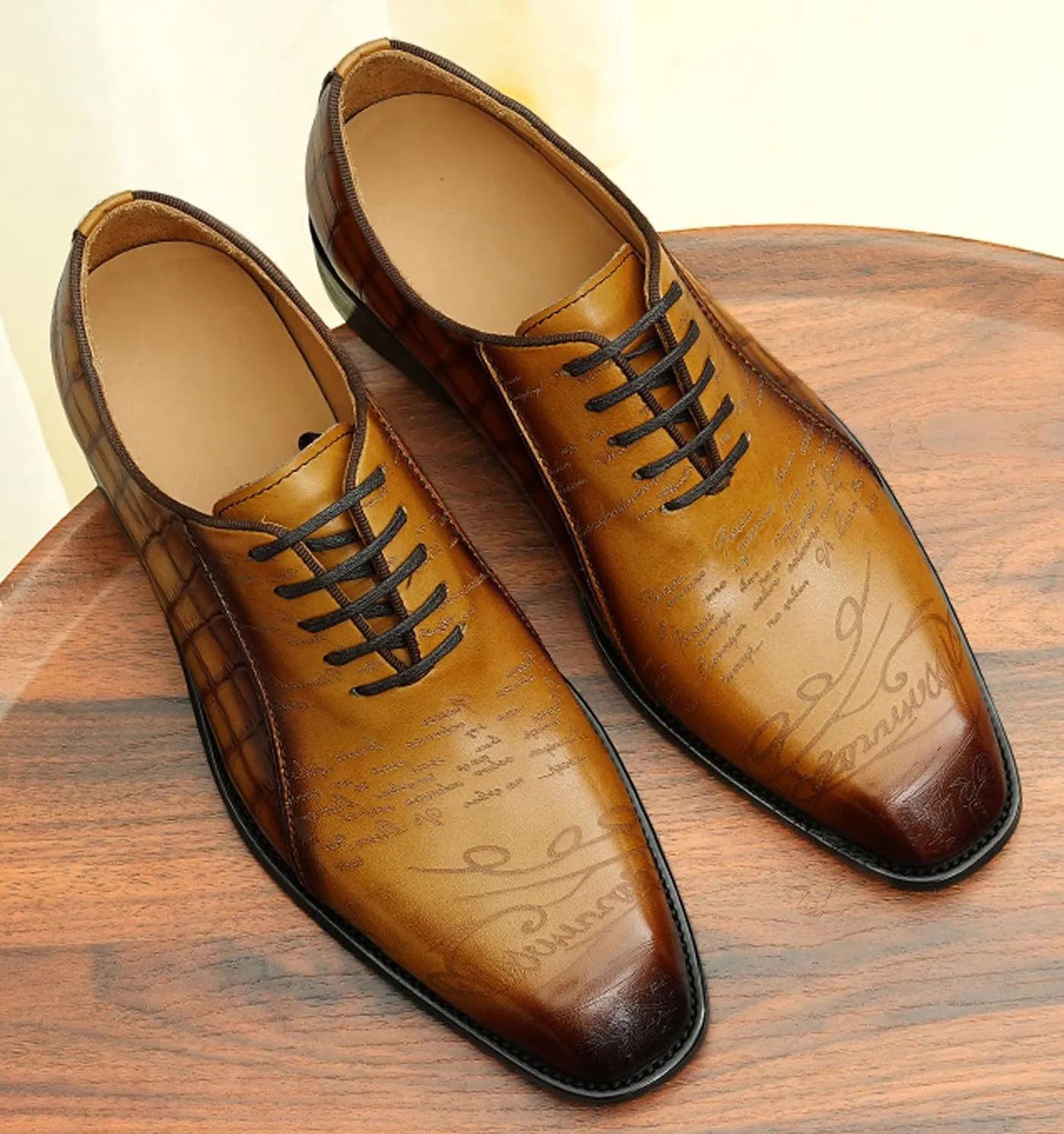 Santimon Men's Oxfords Formal Dress Leather Derby Fashion Business Prom Plaid Shoes Tuxedo Wedding Casual Derby Walking Shoes for Men