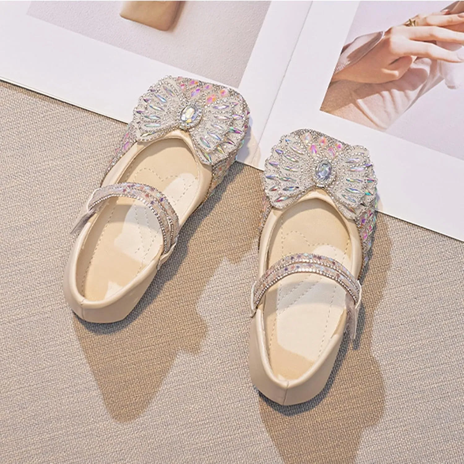 Sequins Dress Sandals for Girls Kids Summer Bow Open Toe Shoes Toddler Baptism Shoes Soft Sole Light Loafers Casual