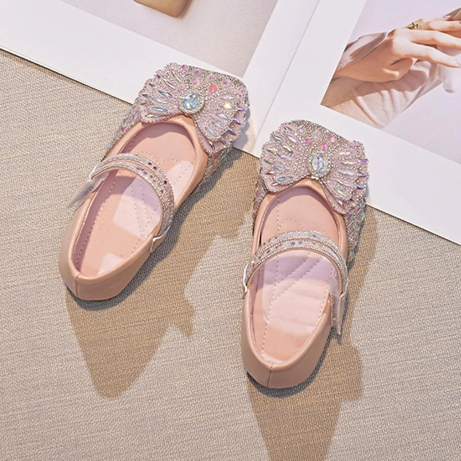 Sequins Dress Sandals for Girls Kids Summer Bow Open Toe Shoes Toddler Baptism Shoes Soft Sole Light Loafers Casual