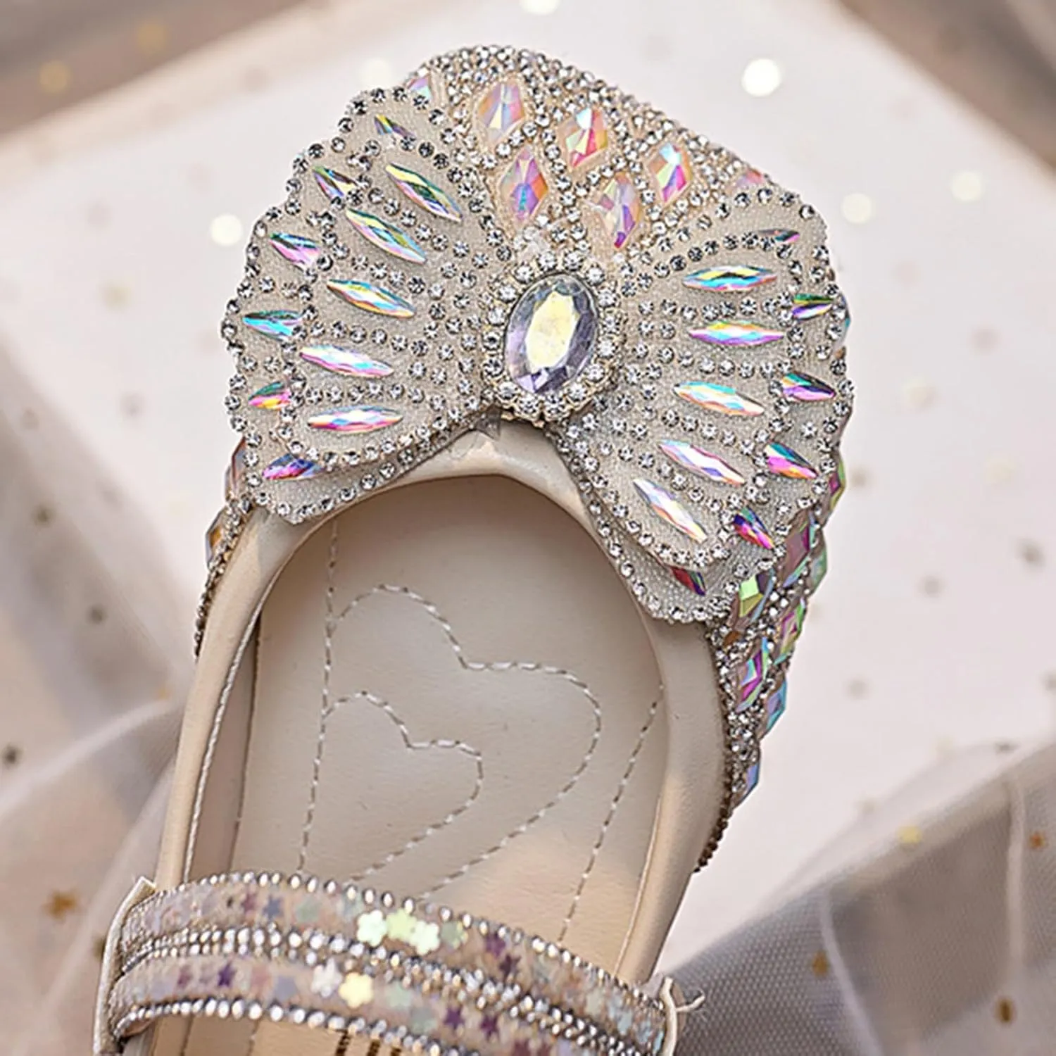 Sequins Dress Sandals for Girls Kids Summer Bow Open Toe Shoes Toddler Baptism Shoes Soft Sole Light Loafers Casual