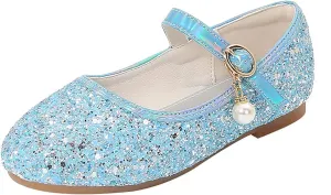 Sequins Sandals for Girls Kids Outdoor Dress Dance Loafers Shoes Toddler 𝗟ow Heel Summer Casual Mary Jane Soft Sole