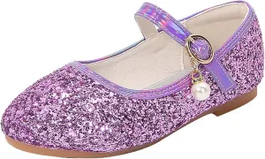 Sequins Sandals for Girls Kids Outdoor Dress Dance Loafers Shoes Toddler 𝗟ow Heel Summer Casual Mary Jane Soft Sole
