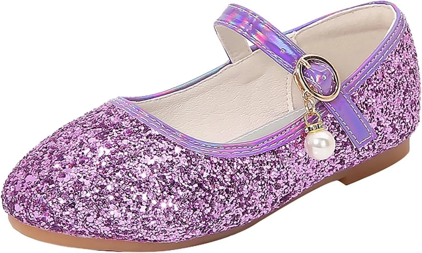 Sequins Sandals for Girls Kids Outdoor Dress Dance Loafers Shoes Toddler 𝗟ow Heel Summer Casual Mary Jane Soft Sole