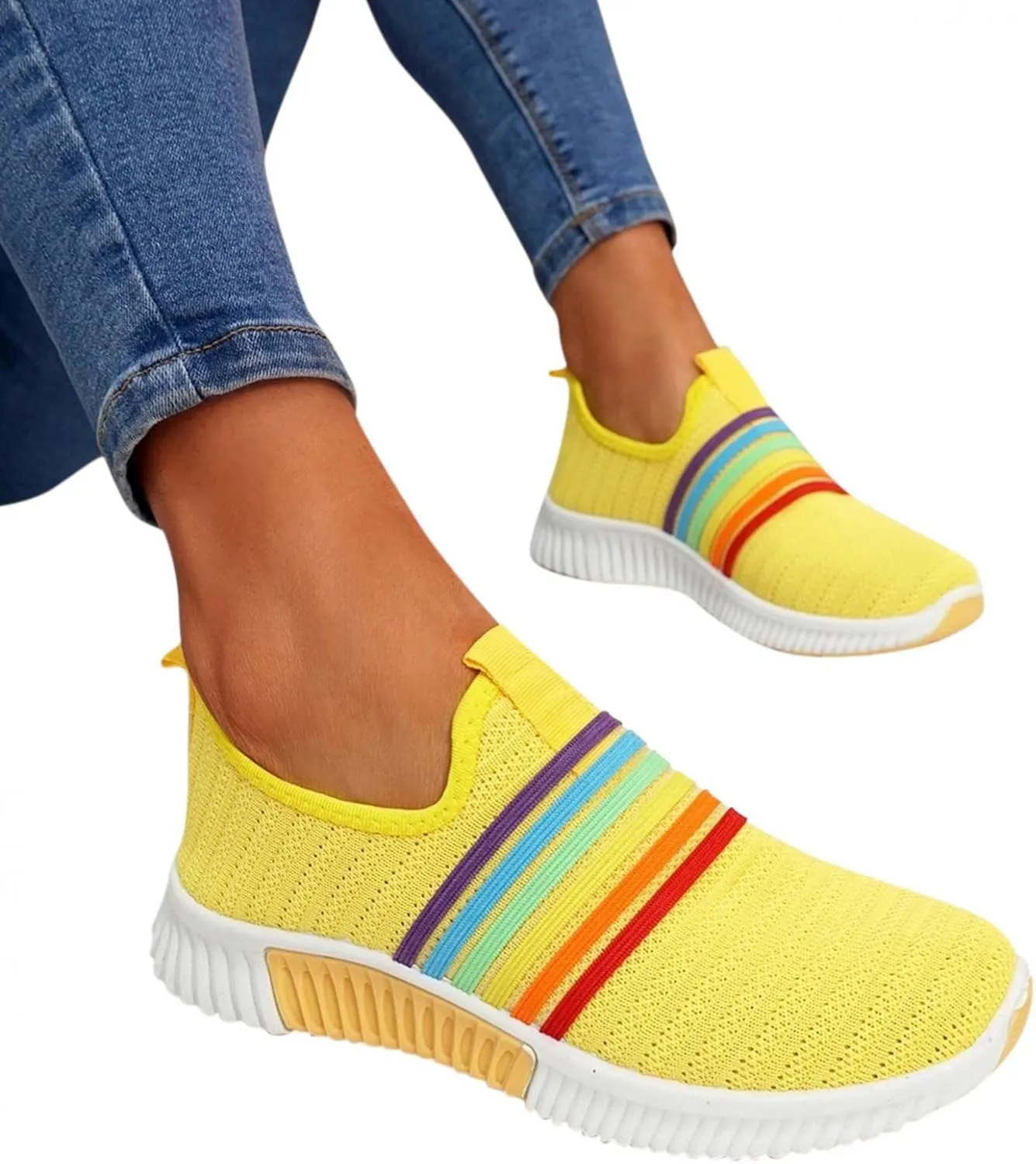 Shoes for Women Sneakers Sneakers for Women Chunky Sneakers for Women Casual Sneakers for Women Fashion Casual Breathable Round Toe Slip On Shoes Flat