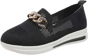 Slip On Loafers for Women Mesh Breathable Platform Wedge Sneaker Wide Width Running Sneaker Vacation Work Nurse Shoes