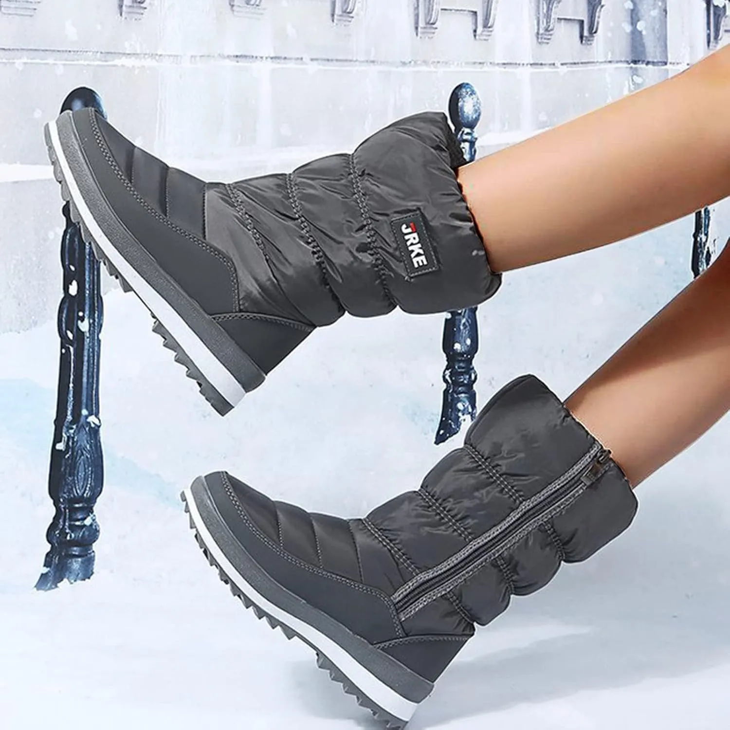 Slip On Snow Boots For Women Waterproof Winter Boots Wide Width Warm Boots Ski Boots Hiking Boots Mid Calf Boots