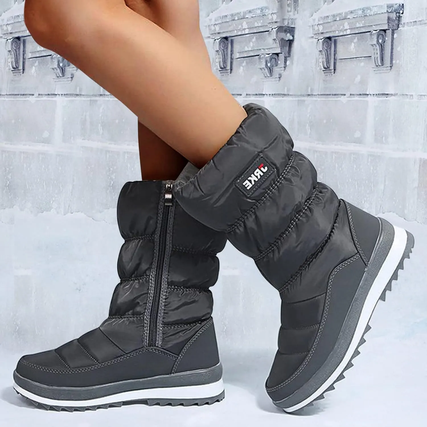 Slip On Snow Boots For Women Waterproof Winter Boots Wide Width Warm Boots Ski Boots Hiking Boots Mid Calf Boots