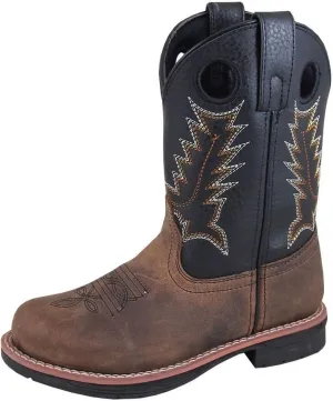 Smoky Children's Kid's Buffalo Brown and Black Leather Western Cowboy Boot
