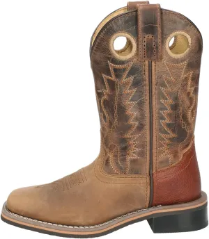 Smoky Children's Kid's Jesse Brown Distress and Brown Crackle Leather Western Cowboy Boot