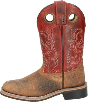 Smoky Toddler's Stars and Stripes Patriotic Western Cowboy Boots - Vintage Brown