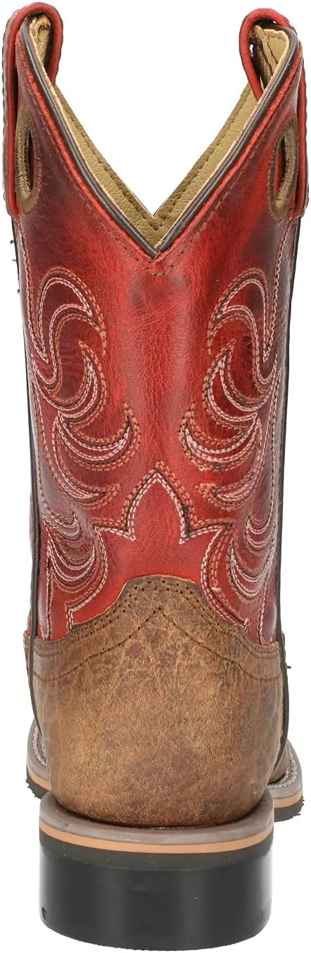Smoky Toddler's Stars and Stripes Patriotic Western Cowboy Boots - Vintage Brown