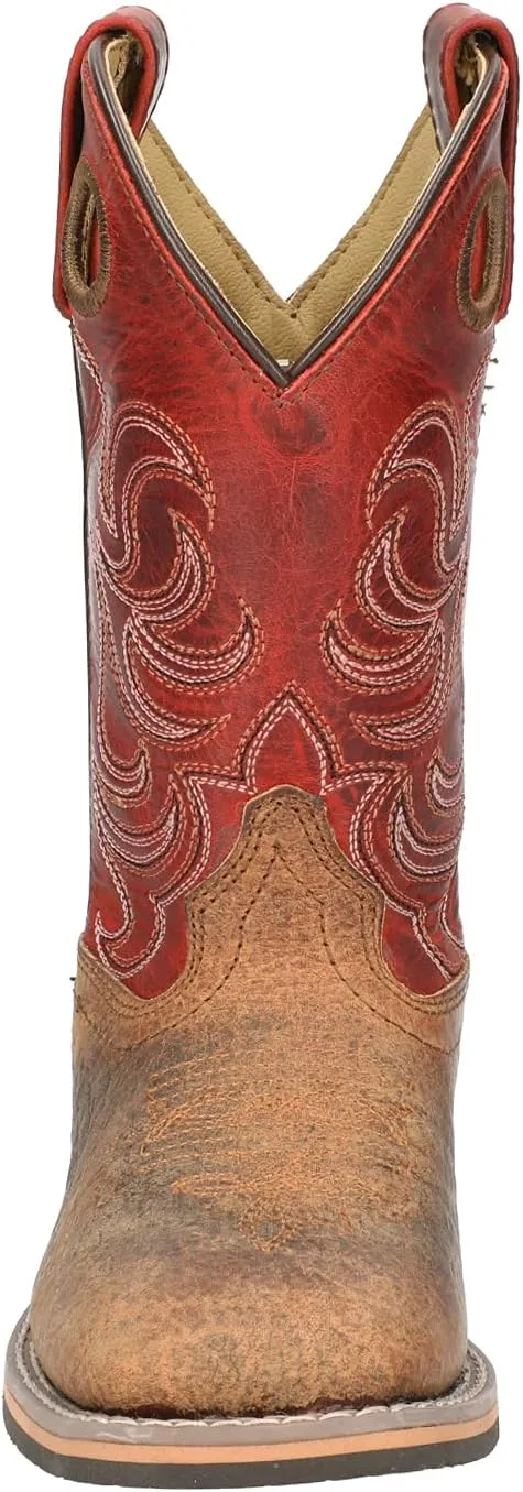 Smoky Toddler's Stars and Stripes Patriotic Western Cowboy Boots - Vintage Brown
